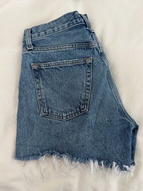 Agolde Classic Blue High-Rise Distressed Denim Shorts